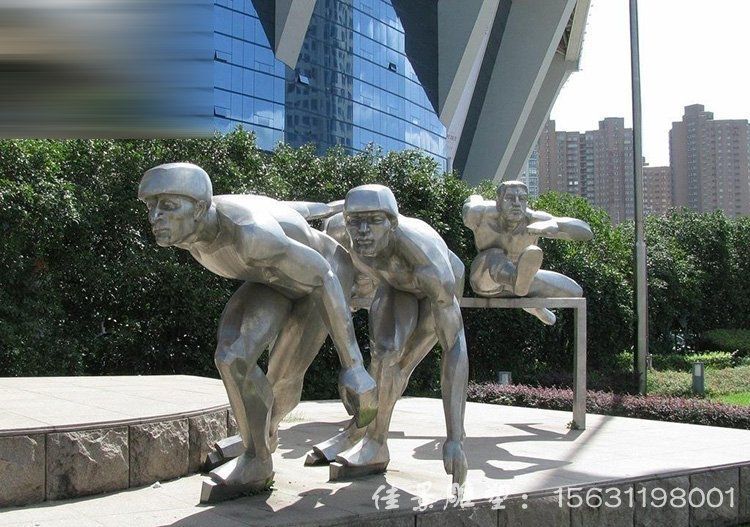 不銹鋼公園抽象滑冰人物雕塑