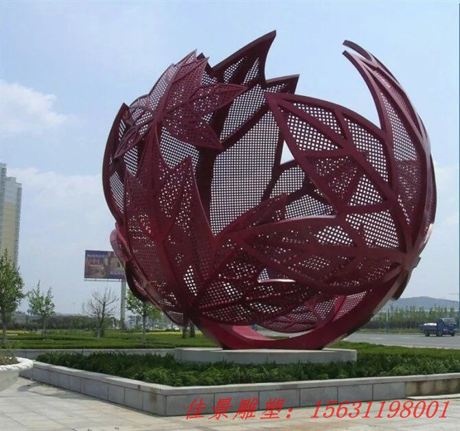 不銹鋼公園楓葉雕塑