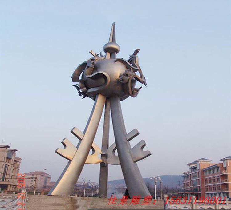 不銹鋼企業(yè)抽象龍雕塑