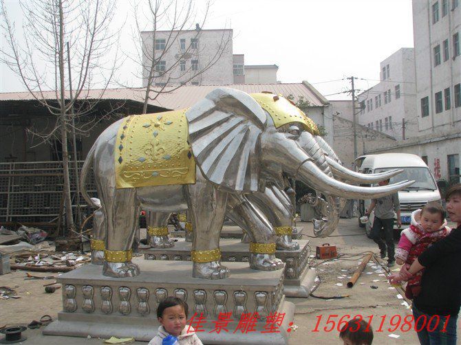 不銹鋼門口大象雕塑