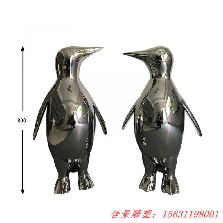 不銹鋼鏡面企鵝雕塑