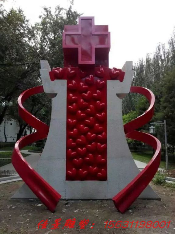 不銹鋼紅十字醫(yī)院標(biāo)識(shí)雕塑
