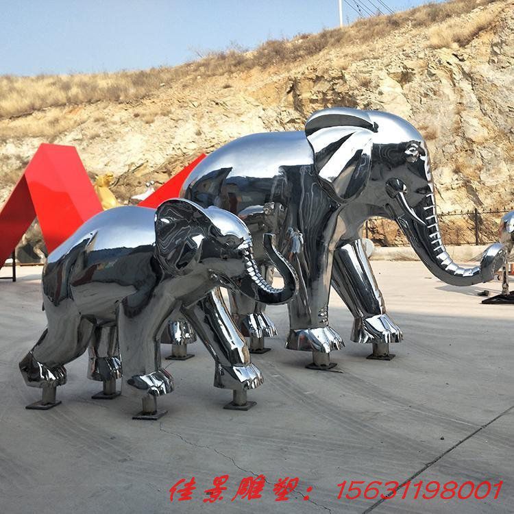 不銹鋼金屬鏡面大象雕塑