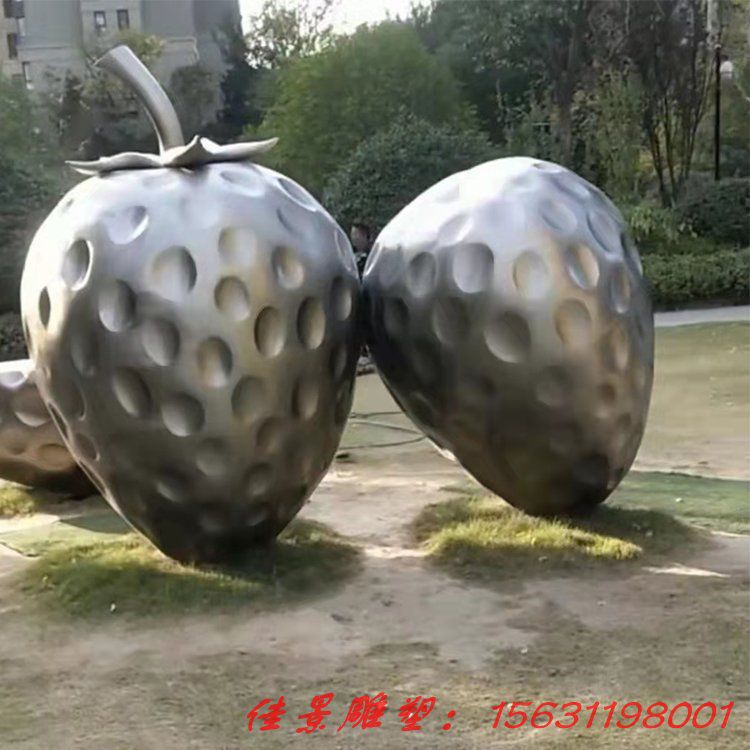 公園景觀鏡面不銹鋼草莓雕塑