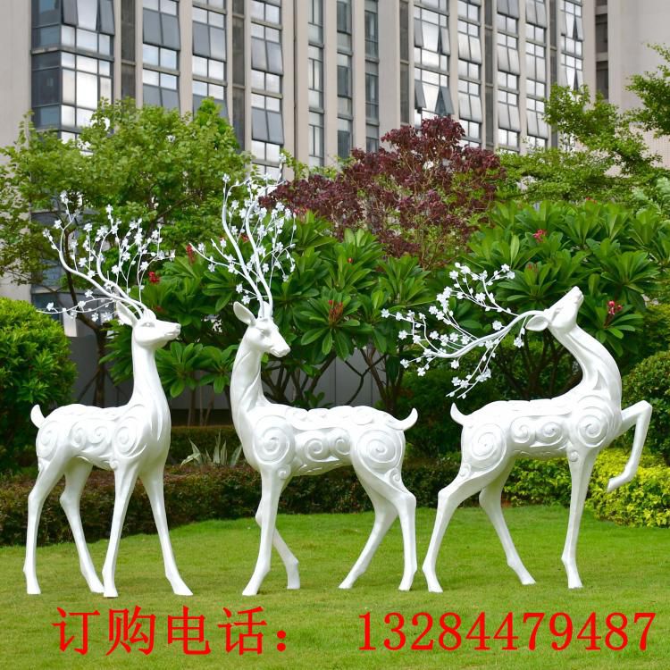 不銹鋼雕刻梅花鹿藝術(shù)雕塑