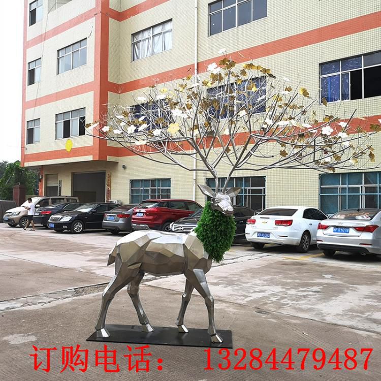 大型不銹鋼麋鹿動(dòng)物造型雕塑