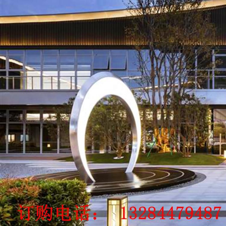 不銹鋼月亮圓環(huán)發(fā)光雕塑
