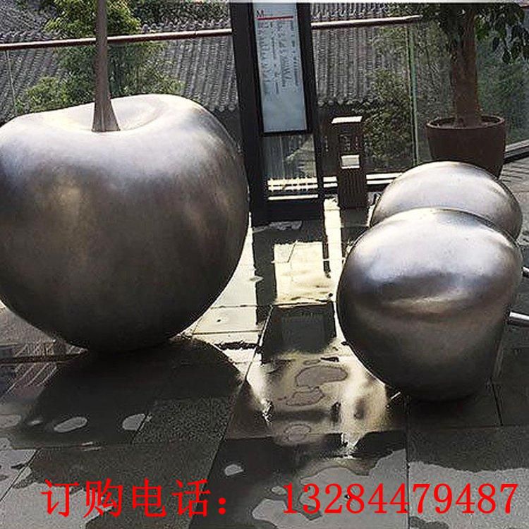 不銹鋼仿真大蘋果鏡面造型雕塑
