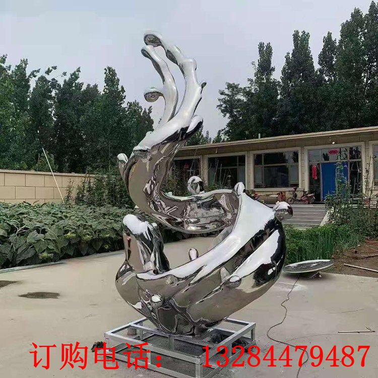 不銹鋼浪花造型鏡面雕塑