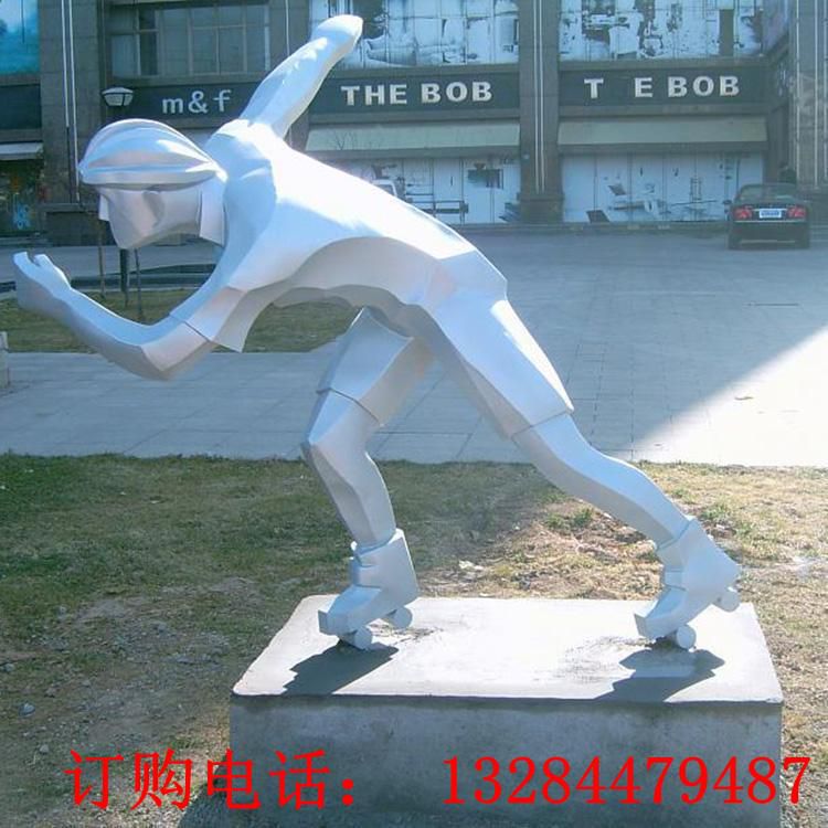 不銹鋼運(yùn)動人物輪滑雕塑