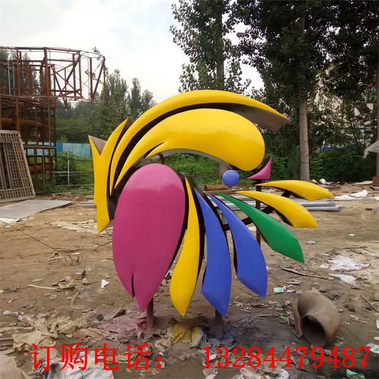 不銹鋼抽象羽毛彩色造型雕塑