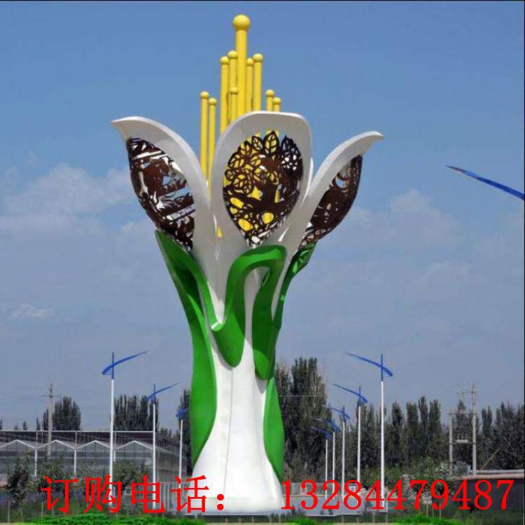 大型不銹鋼花朵花蕊雕塑