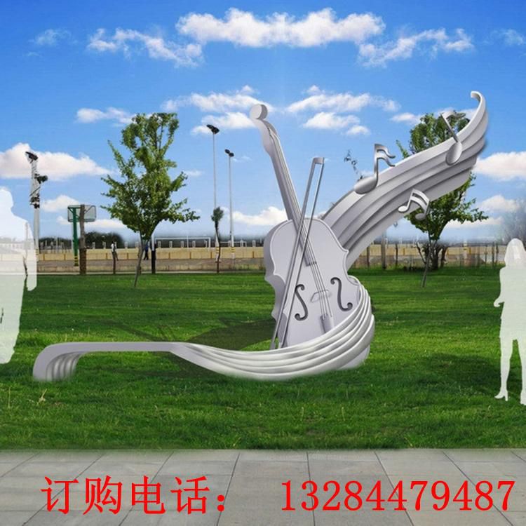 不銹鋼大提琴造型雕塑