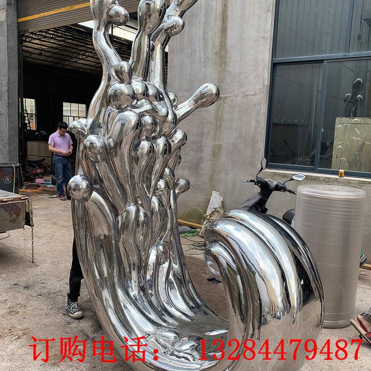 不銹鋼鏡面海浪雕塑