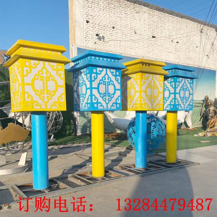 不銹鋼古代路燈雕塑