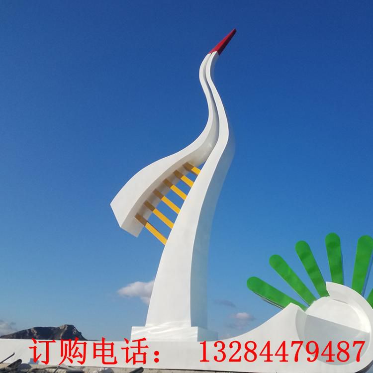 大型不銹鋼抽象鶴雕塑