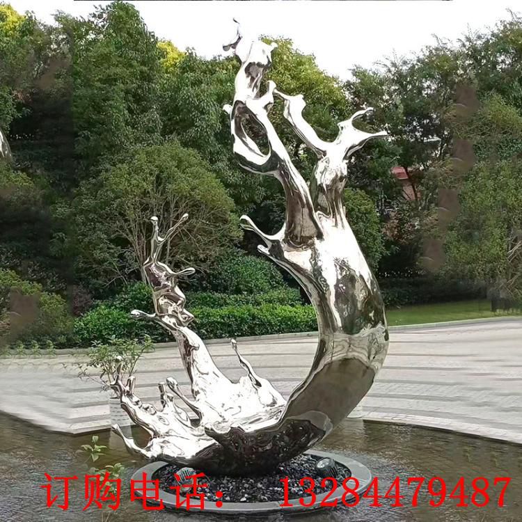 不銹鋼鏡面抽象浪花雕塑
