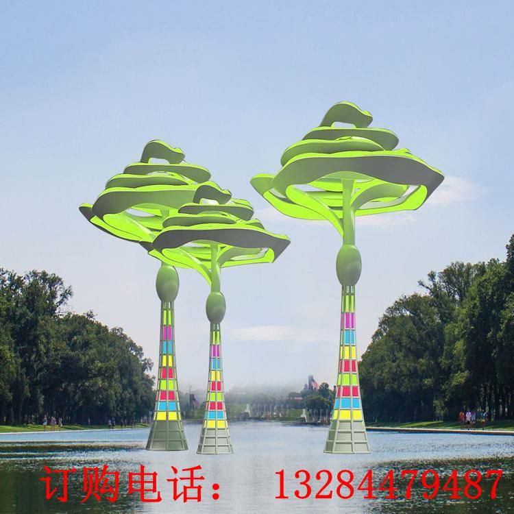 大型不銹鋼抽象路燈雕塑