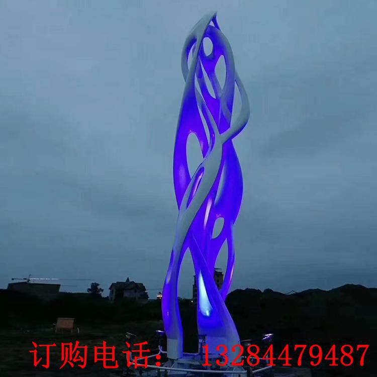 不銹鋼抽象豎條鏤空扭曲雕塑