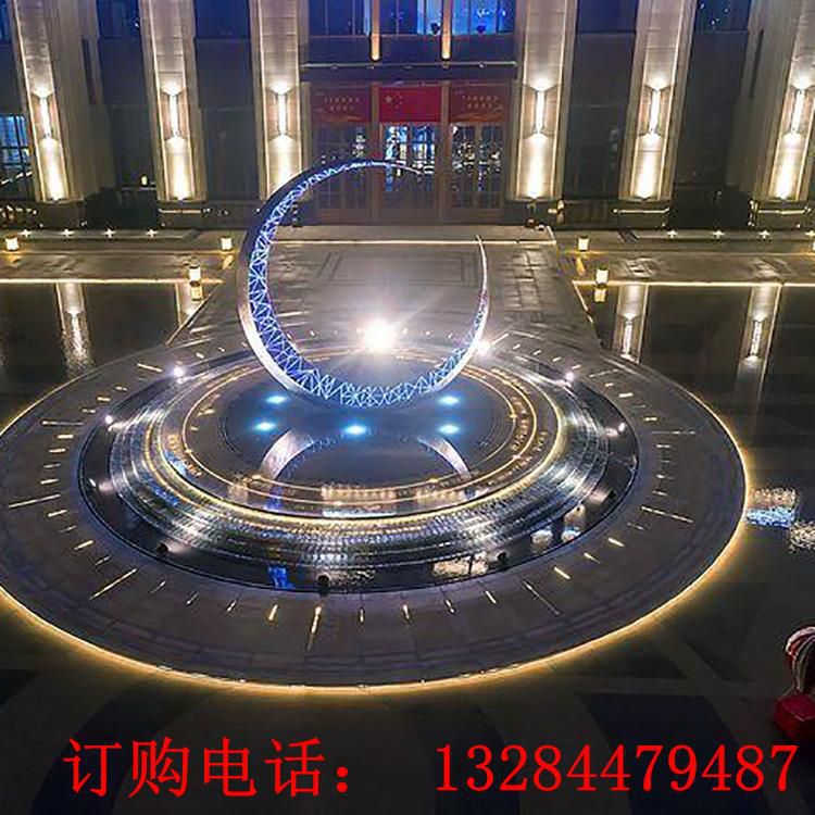 不銹鋼發(fā)光月亮雕塑