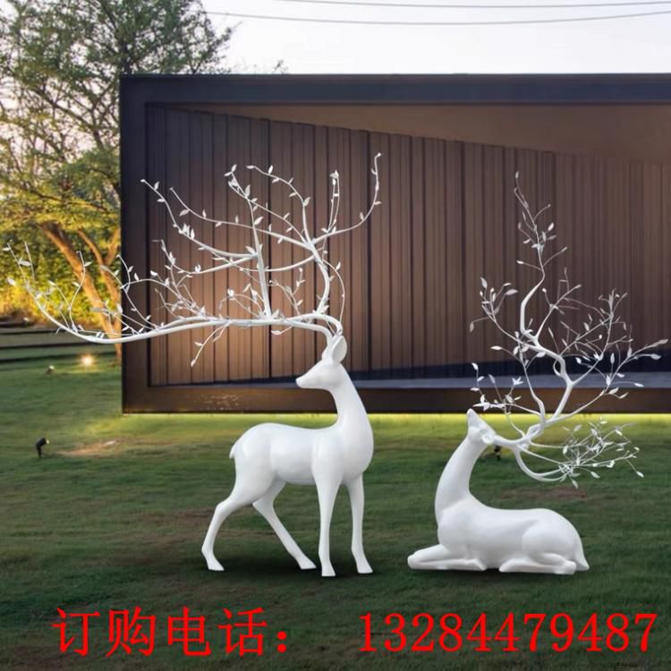 不銹鋼梅花鹿雕塑
