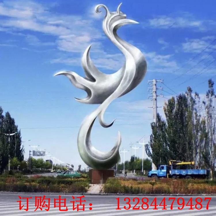 不銹鋼抽象鏡面鳳凰雕塑