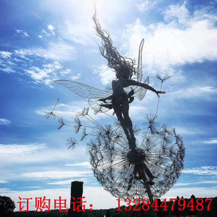 不銹鋼仙子蒲公英雕塑