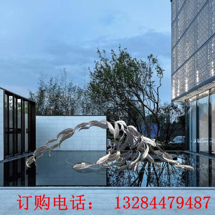 不銹鋼魚群水景雕塑