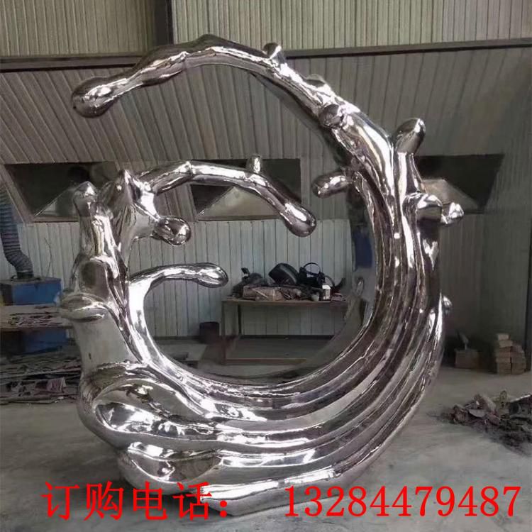 不銹鋼鏡面抽象浪花雕塑