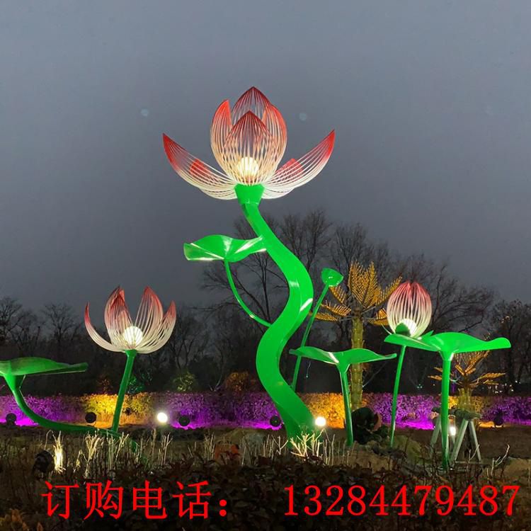 不銹鋼發(fā)光荷花雕塑