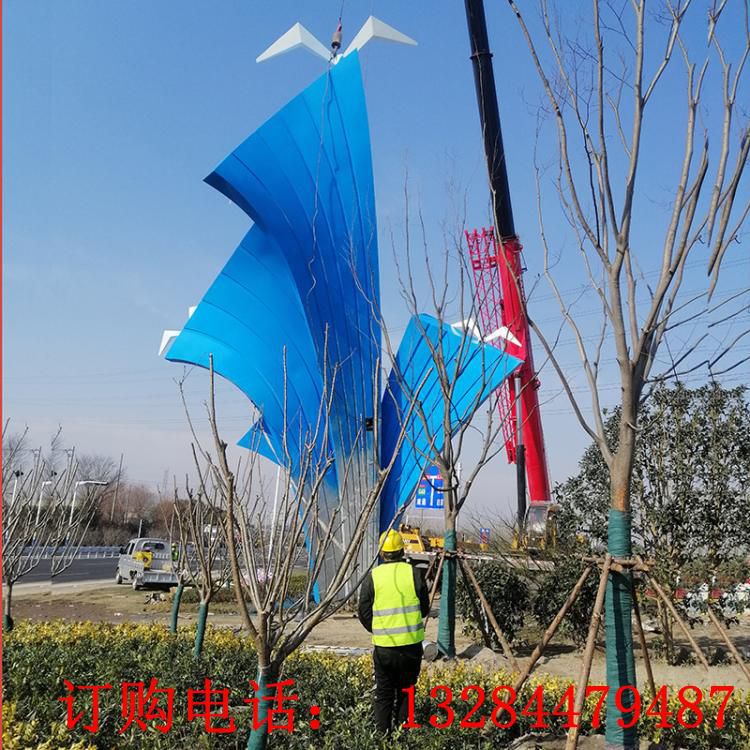 不銹鋼海浪海鷗雕塑