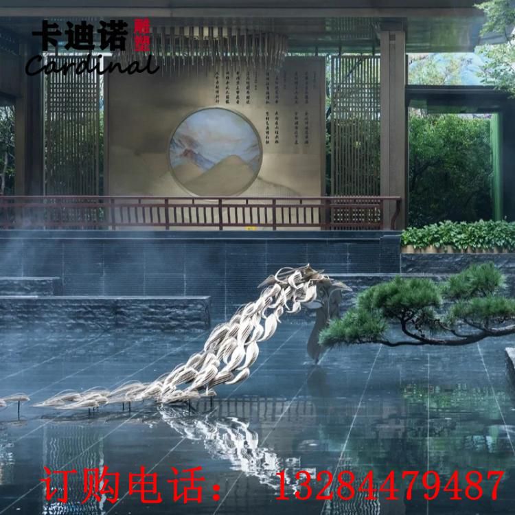 不銹鋼鏡面魚群雕塑