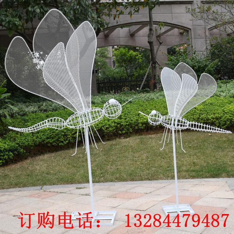 不銹鋼編織鏤空蜻蜓雕塑