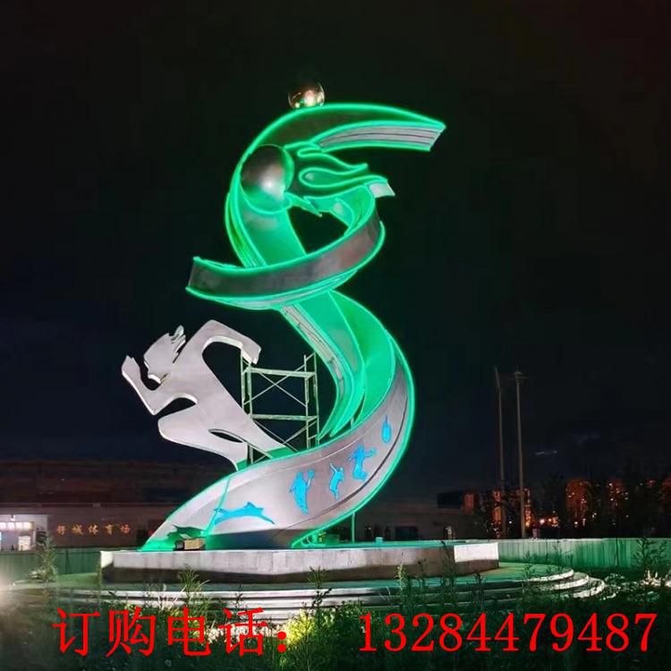 大型不銹鋼運(yùn)動人物發(fā)光雕塑