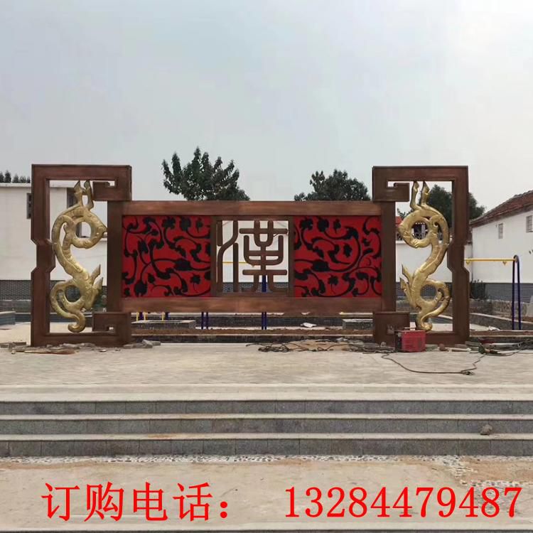 大型不銹鋼古代影壁雕塑