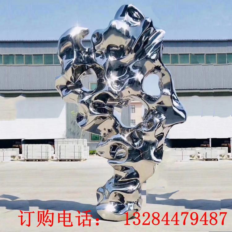 不銹鋼鏡面太湖石雕塑