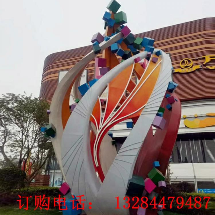 大型不銹鋼彩色花苞組合雕塑