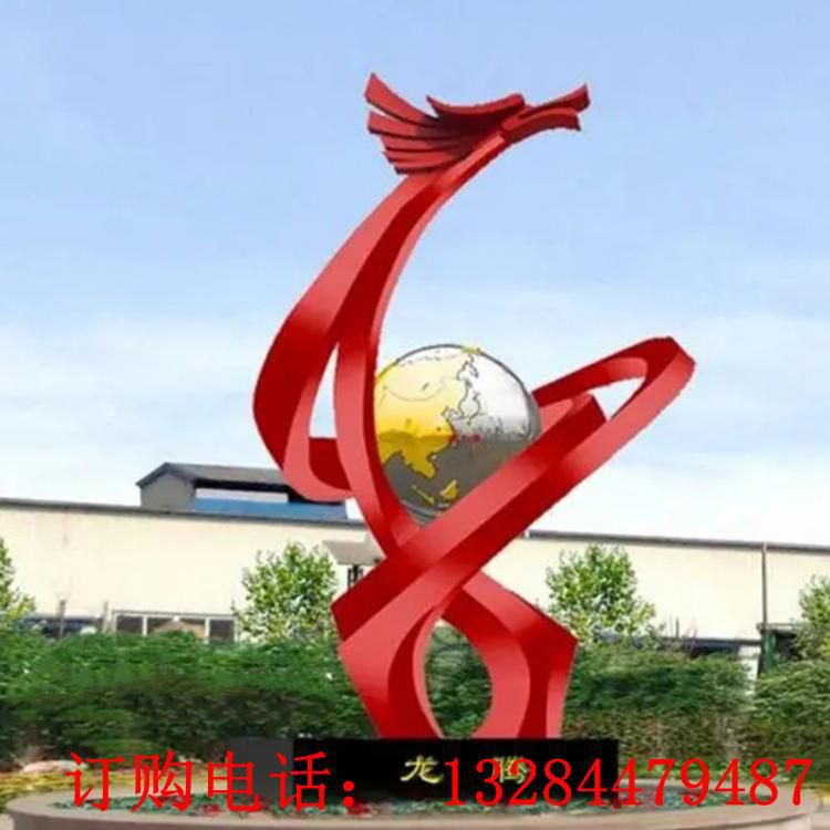 不銹鋼抽象龍騰雕塑