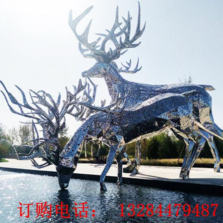 大型不銹鋼麋鹿雕塑