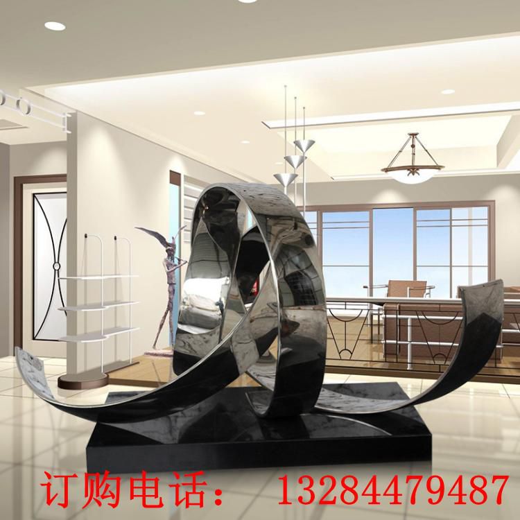 不銹鋼鏡面抽象飄帶雕塑