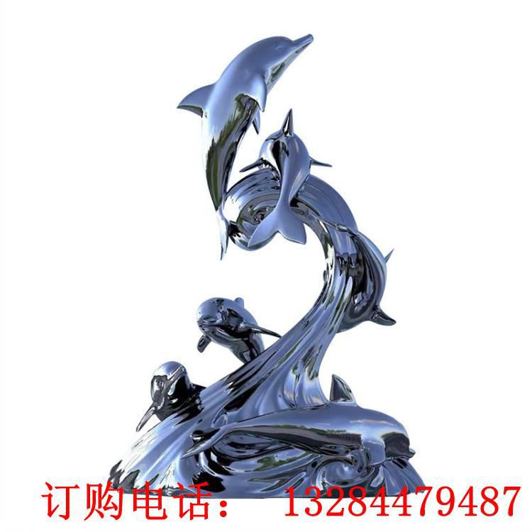 不銹鋼鏡面海豚雕塑