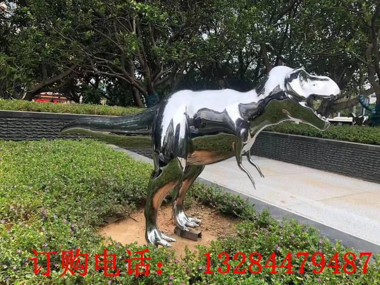不銹鋼鏡面恐龍雕塑
