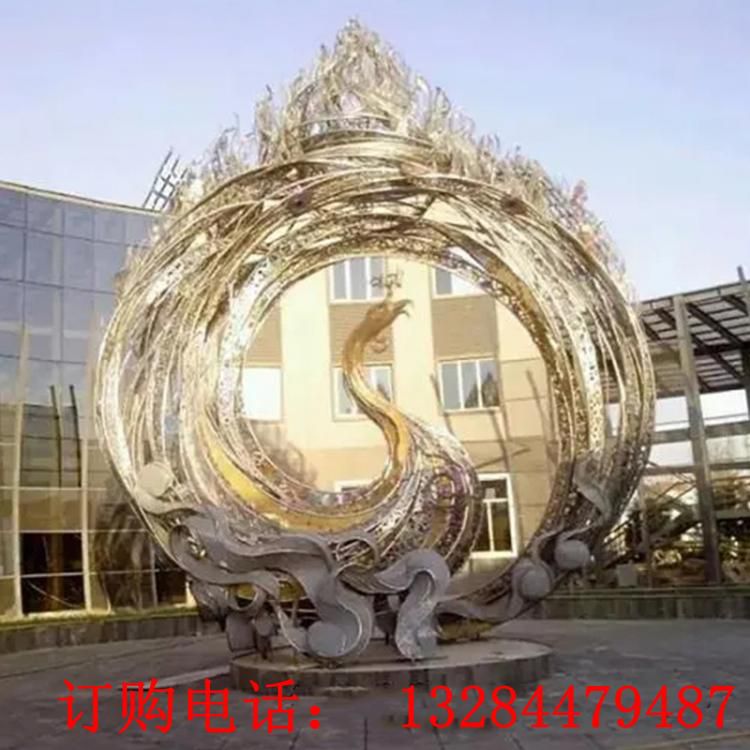 不銹鋼鏤空鳳凰雕塑