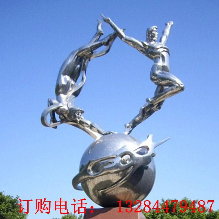 大型不銹鋼抽象人物跳舞雕塑