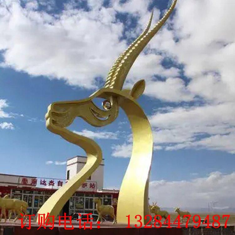 大型不銹鋼鏤空羚羊雕塑