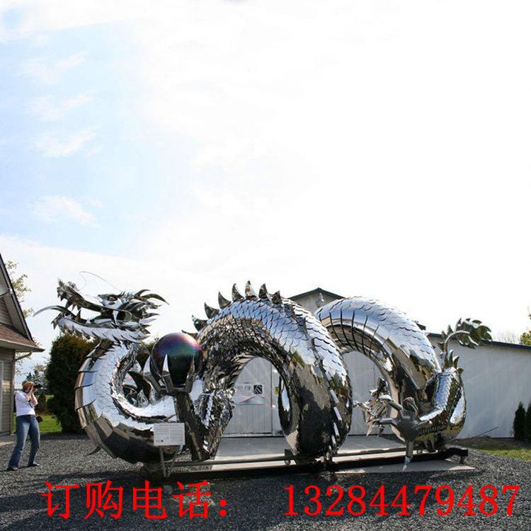 大型不銹鋼鏡面龍雕塑