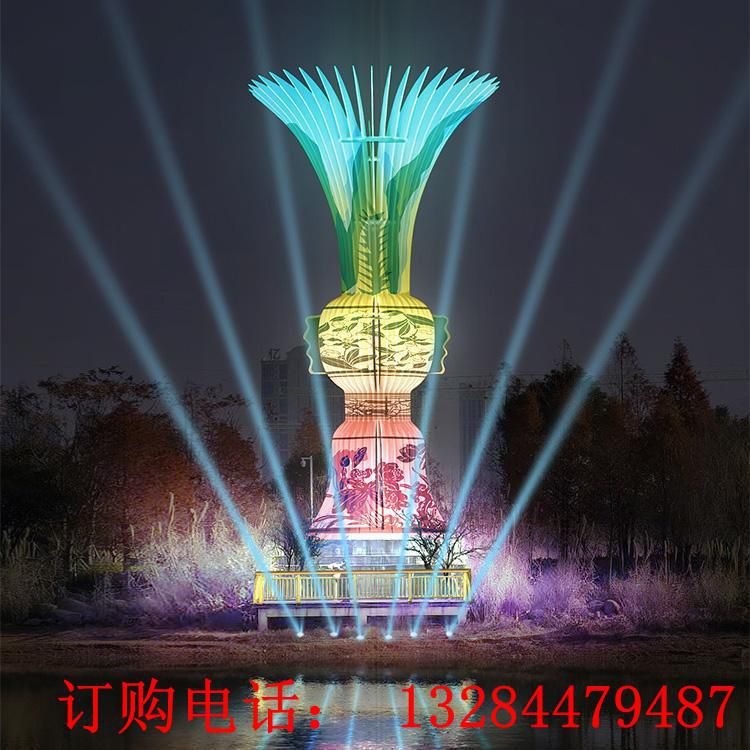 大型不銹鋼發(fā)光花籃雕塑