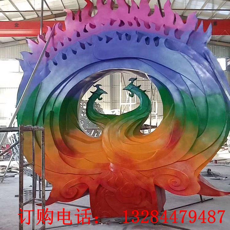 不銹鋼彩虹鳳凰雕塑
