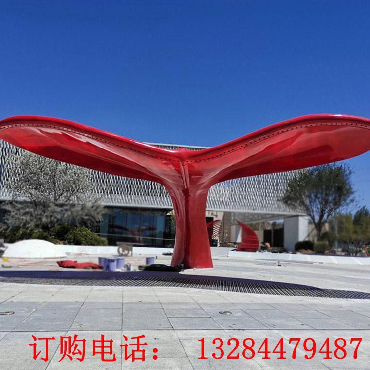 大型不銹鋼鯨魚尾雕塑