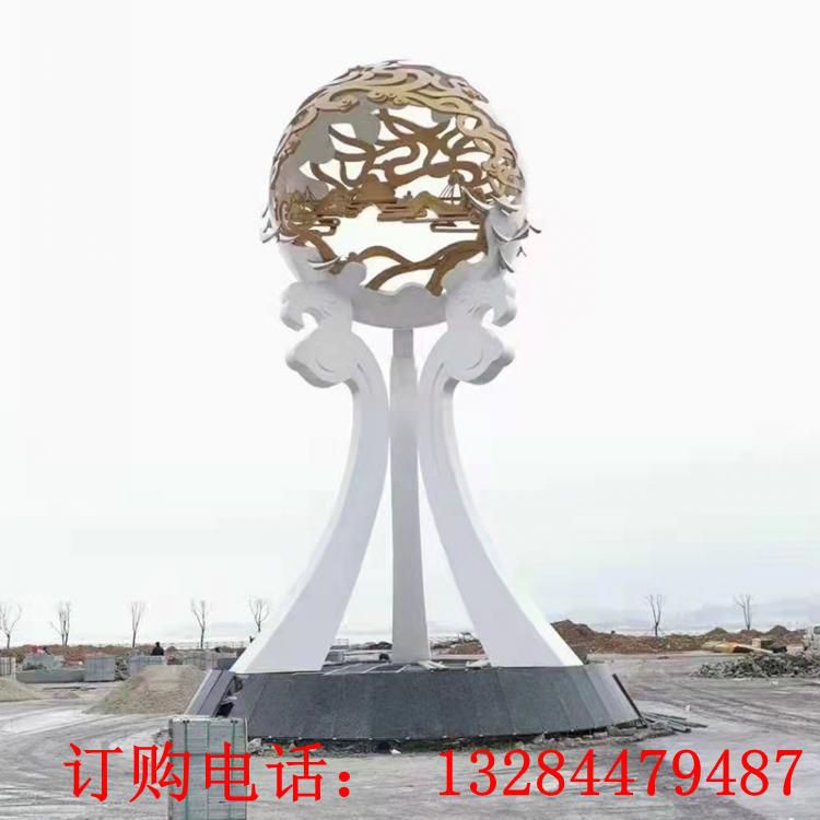 大型不銹鋼鏤空?qǐng)A球雕塑